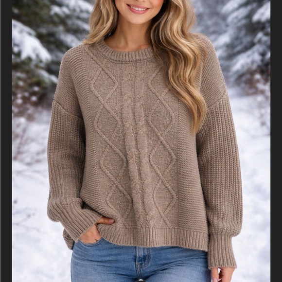 Simply Southern Sweaters - Simply Southern Women’s Taupe Cable Knit Sweater